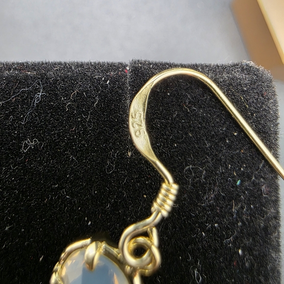 Elegant Gold and Moonstone Dangle Earrings (1860) - Picture 3 of 3